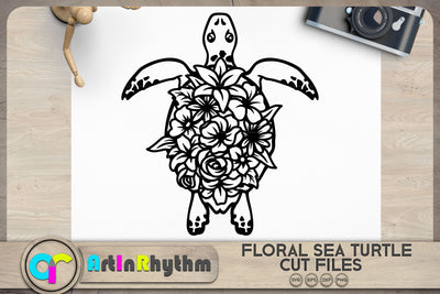 Floral sea turtle svg, sea creature svg SVG Artinrhythm shop 