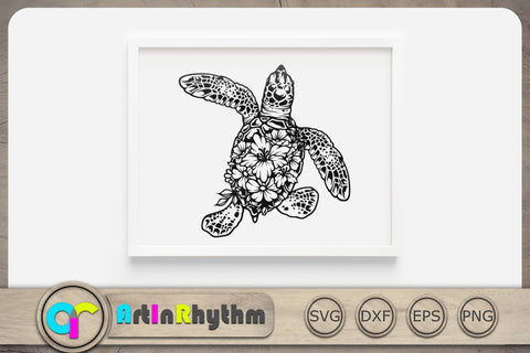 Floral Sea Turtle Svg, Sea Turtle Svg, Turtle Svg, Sea Animal Svg, Sea Creature Svg SVG Artinrhythm shop 