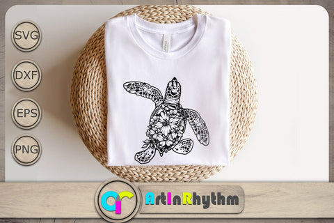 Floral Sea Turtle Svg, Sea Turtle Svg, Turtle Svg, Sea Animal Svg, Sea Creature Svg SVG Artinrhythm shop 