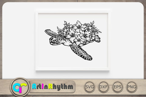 Floral Sea Turtle Svg, Sea Turtle Svg, Turtle Svg, Sea Creature Svg, Animal Svg SVG Artinrhythm shop 
