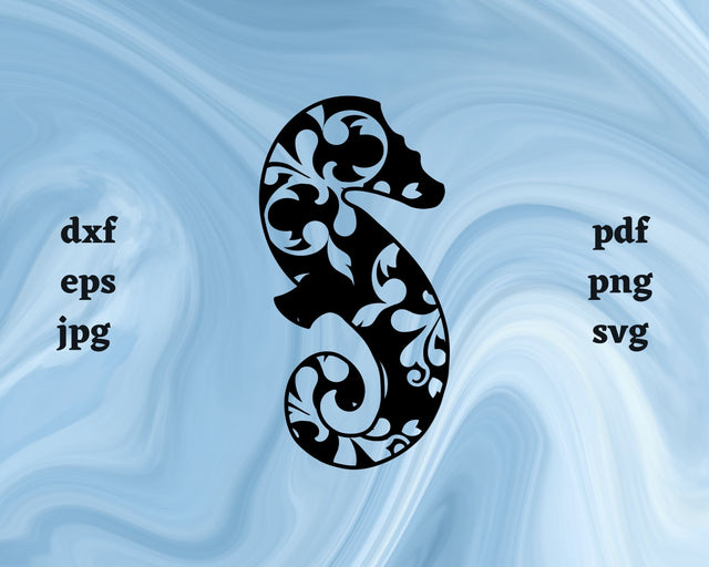 Floral Seahorse SVG Cut File SVG Northern Light SVG 