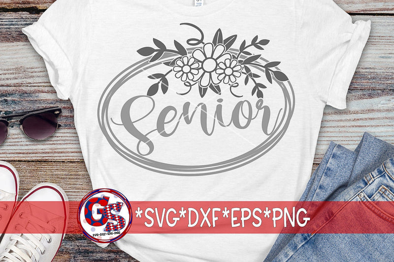 Floral Senior SVG DXF EPS PNG SVG Greedy Stitches 