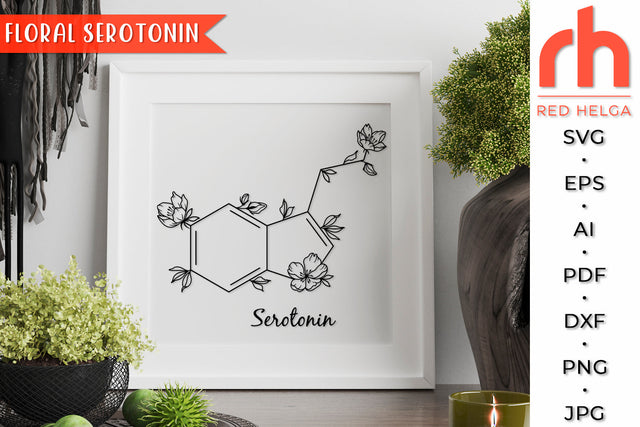 Floral Serotonin SVG - Flower Molecule Cut File SVG RedHelgaArt 