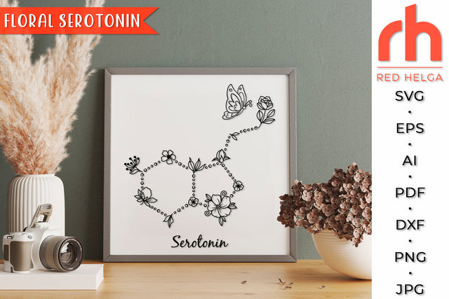 Floral Serotonin SVG - Flower Molecule Cut File SVG RedHelgaArt 