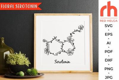 Floral serotonin svg - Flower serotonin svg - Molecular structure svg SVG RedHelgaArt 