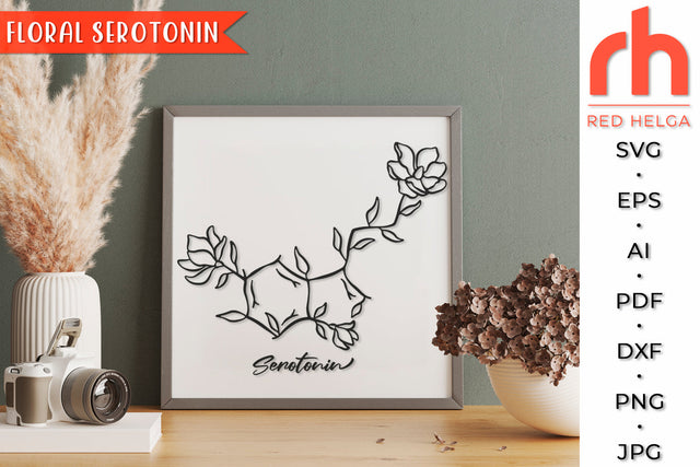 Floral Serotonin SVG - Molecule with Magnolias Cut File SVG RedHelgaArt 