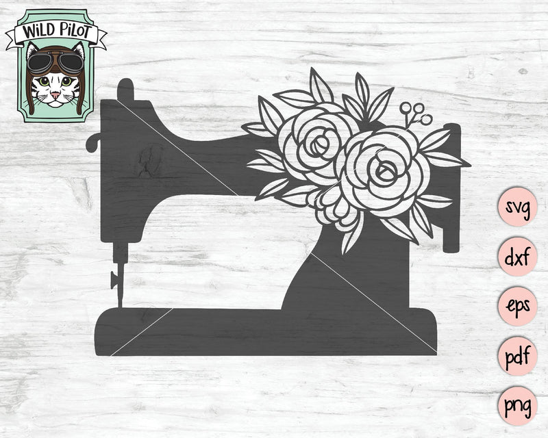 Floral Sewing Machine SVG Cut File - So Fontsy