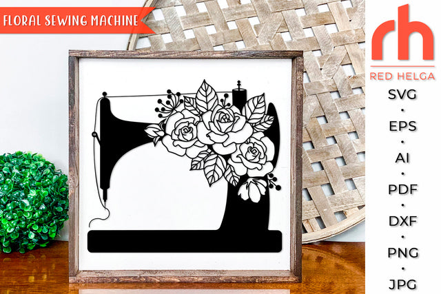 Floral Sewing Machine SVG - Flower Sewing Cut File SVG RedHelgaArt 