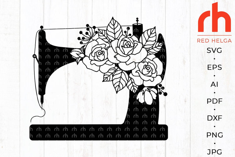 Floral sewing machine svg - Flower sewing svg - Sewing room svg SVG RedHelgaArt 