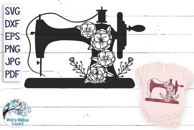 Floral Sewing Machine SVG SVG Wispy Willow Designs 