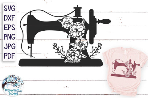 Floral Sewing Machine SVG SVG Wispy Willow Designs 