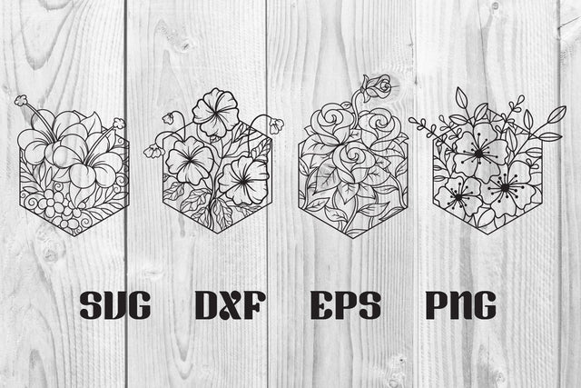 Floral Shape Hexagon Flower Svg cut file SVG dadan_pm 