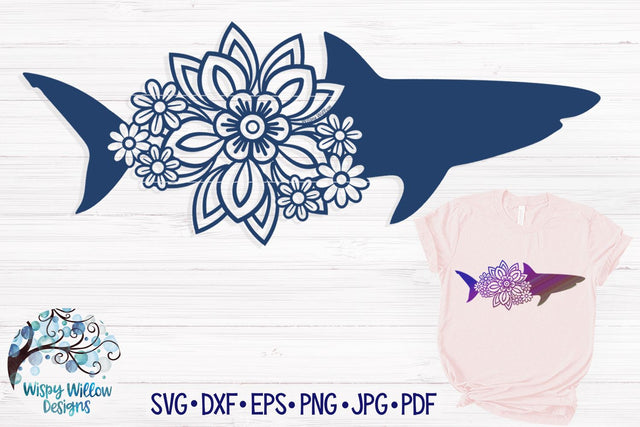Floral Shark SVG SVG Wispy Willow Designs 
