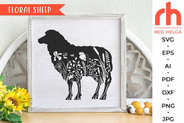 Floral Sheep SVG - Farm Animal Cut File SVG RedHelgaArt 