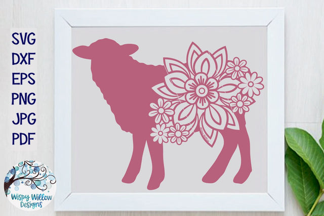 Floral Sheep Svg SVG Wispy Willow Designs 