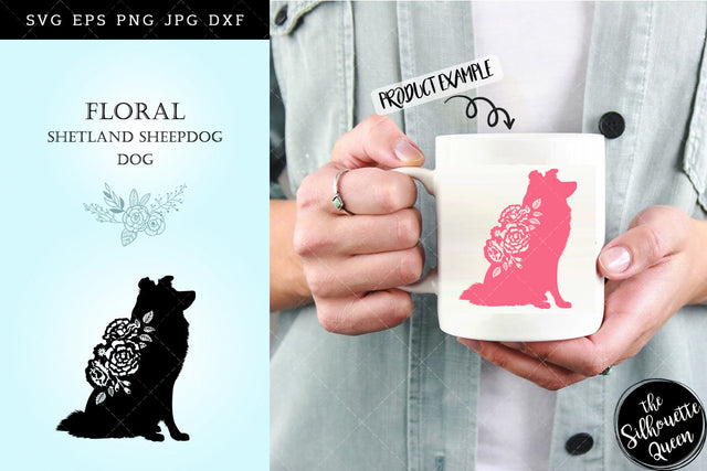 Floral Shetland Sheep Dog svg file for cricut, for silhouette, cut eps, cutting png, cuttable dxf, Instant Download design SVG Loveleen Kaur 