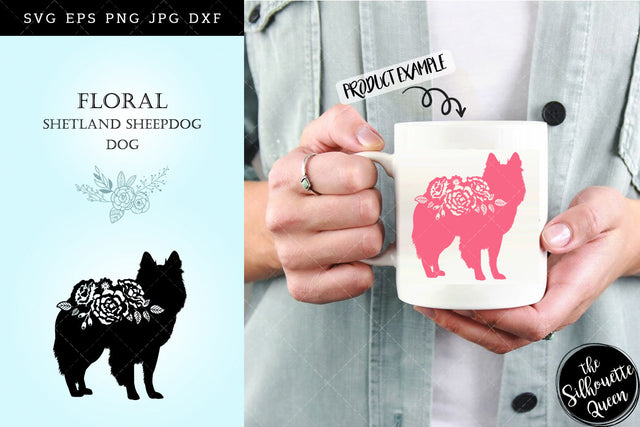 Floral Shetland Sheep Dog svg file for cricut, for silhouette, cut eps, cutting png, cuttable dxf, Instant Download design SVG Loveleen Kaur 