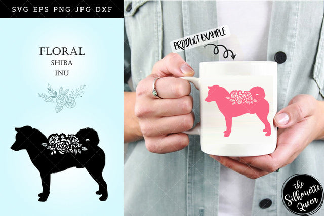 Floral Shiba Inu Dog svg file for cricut, for silhouette, cut eps, cutting png, cuttable dxf, Instant Download design SVG Loveleen Kaur 