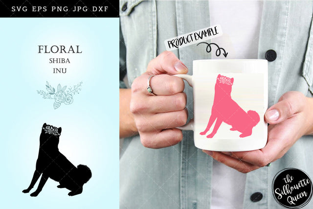 Floral Shiba Inu Dog svg file for cricut, for silhouette, cut eps, cutting png, cuttable dxf, Instant Download design SVG Loveleen Kaur 