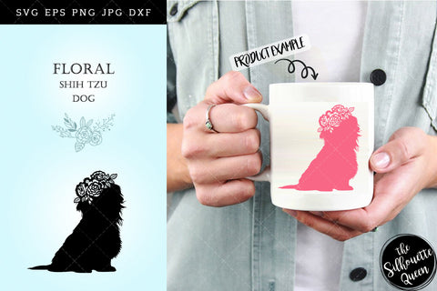 Floral Shih Tzu Dog svg file for cricut, for silhouette, cut eps, cutting png, cuttable dxf, Instant Download design SVG Loveleen Kaur 