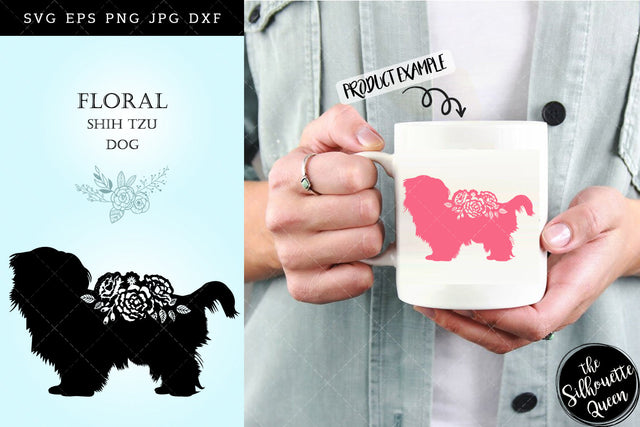 Floral Shih Tzu Dog svg file for cricut, for silhouette, cut eps, cutting png, cuttable dxf, Instant Download design SVG Loveleen Kaur 