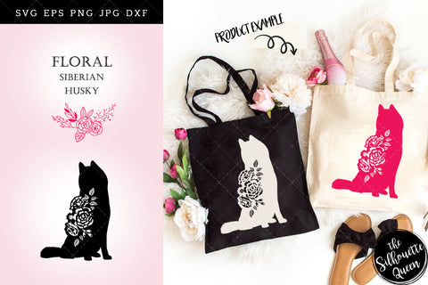 Floral Siberian Husky Dog svg file for cricut, for silhouette, cut eps, cutting png, cuttable dxf, Instant Download design SVG Loveleen Kaur 