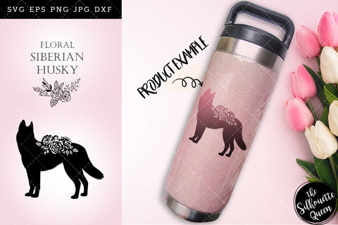 Floral Siberian Husky Dog svg file for cricut, for silhouette, cut eps, cutting png, cuttable dxf, Instant Download design SVG Loveleen Kaur 