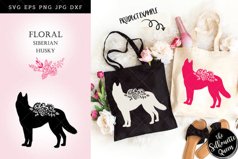 Floral Siberian Husky Dog svg file for cricut, for silhouette, cut eps, cutting png, cuttable dxf, Instant Download design SVG Loveleen Kaur 