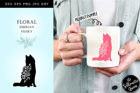 Floral Siberian Husky Dog svg file for cricut, for silhouette, cut eps, cutting png, cuttable dxf, Instant Download design SVG Loveleen Kaur 