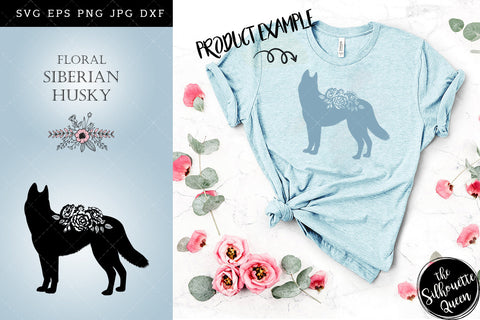 Floral Siberian Husky Dog svg file for cricut, for silhouette, cut eps, cutting png, cuttable dxf, Instant Download design SVG Loveleen Kaur 