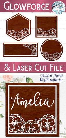 Floral Sign Bundle for Glowforge or Laser Cutter SVG Wispy Willow Designs 