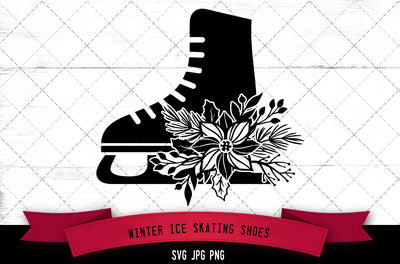 Floral skating shoe, Winter skating shoe, ice skating shoe svg, Christmas holiday, cut files for cricut SVG Loveleen Kaur 
