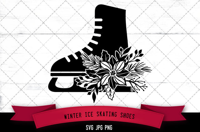 Floral skating shoe, Winter skating shoe, ice skating shoe svg, Christmas holiday, cut files for cricut SVG Loveleen Kaur 