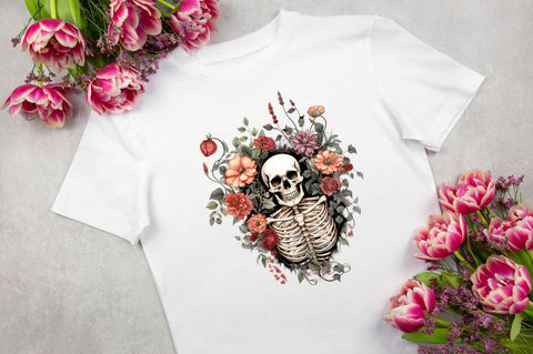 Floral Skeletons Sublimation clipart bundle Sublimation Regulrcrative 