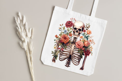 Floral Skeletons Sublimation clipart bundle Sublimation Regulrcrative 