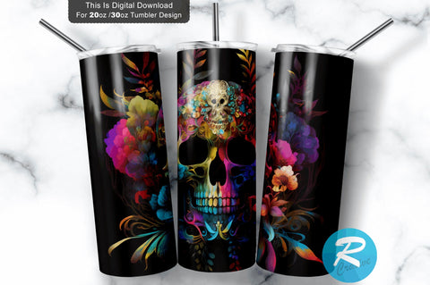 Floral skull 20 oz / 30 oz Tumbler PNG Sublimation Regulrcrative 