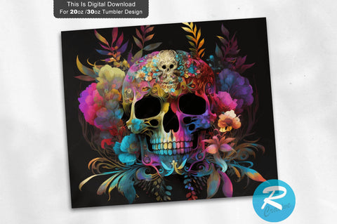 Floral skull 20 oz / 30 oz Tumbler PNG Sublimation Regulrcrative 