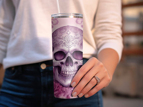 Floral Skull Halloween tumbler wrap Sublimation Luvleigh Digitals 