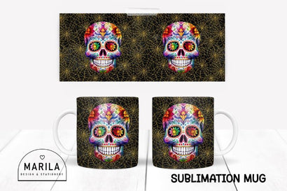 Floral Skull Mug Design / Floral Sugarskull Mug #10 Sublimation Marilakits 