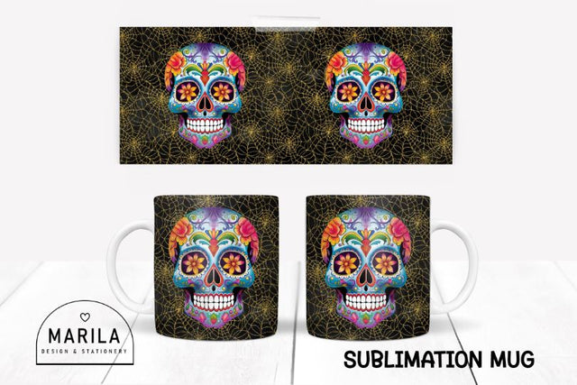 Floral Skull Mug Design / Floral Sugarskull Mug #8 Sublimation Marilakits 