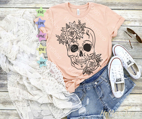 Floral Skull SVG, Boho Svg, Skeleton svg SVG _HelArtShop_ 