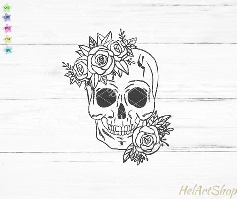Floral Skull SVG, Boho Svg, Skeleton svg SVG _HelArtShop_ 