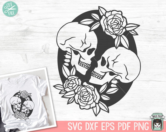 Floral Skull svg file, Flower Skull svg, Skull cut file, halloween svg file, gothic, skull with flowers, witchy svg files, floral skull png SVG Wild Pilot 