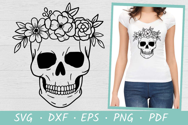 Floral Skull SVG File SVG | Halloween SVG | Skull Flower Crown SVG Irina Ostapenko 