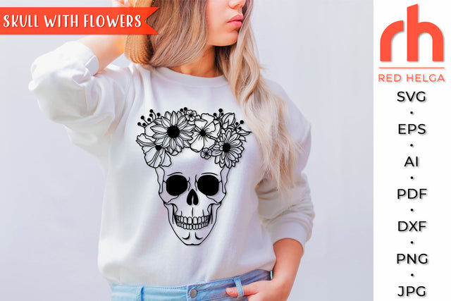 Floral Skull SVG - Skeleton Cut File SVG RedHelgaArt 