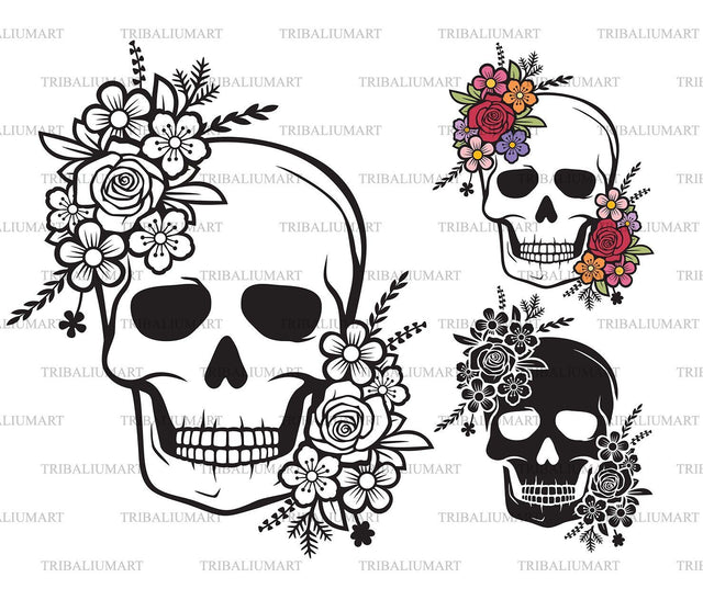 Floral skull SVG TribaliumArtSF 