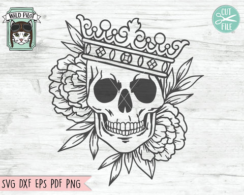 Skull King SVG, Digital file Skull King for printing on T-shirts, File for  paper cutting, DXF, PNG, Dxf, Skull King clip art