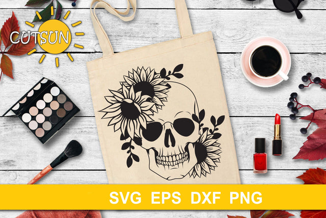 Floral Skull with Sunflowers SVG | Halloween SVG SVG CutsunSVG 
