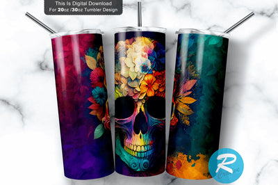 Floral skull wrap 20 oz / 30 oz Tumbler PNG Sublimation Regulrcrative 