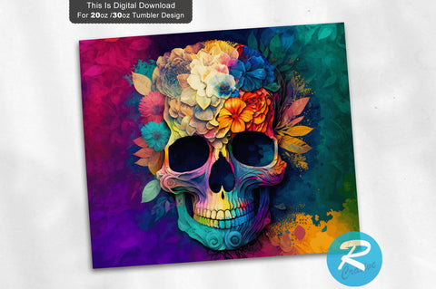Floral skull wrap 20 oz / 30 oz Tumbler PNG Sublimation Regulrcrative 